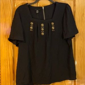 Apostrophe Black top with jewel neck top - XL